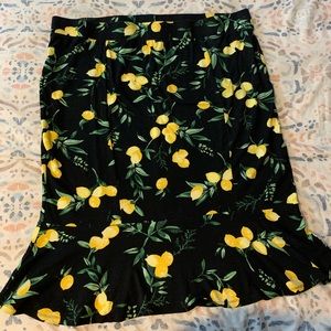 RETRO CHIC LEMON PRINT HIGH WAIST PENCIL SKIRT